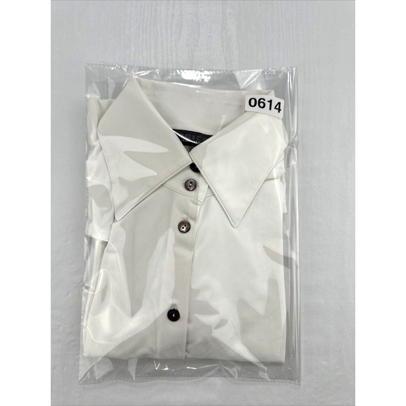 Fisico Christina‎ Ferrari Blouse Women's Small Cream Mother Pearl Buttons Preppy - Picture 13 of 13